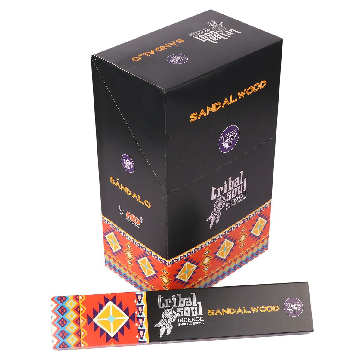 Bețișoare parfumate Tribal Soul cu Lemn de Santal, ambalaj