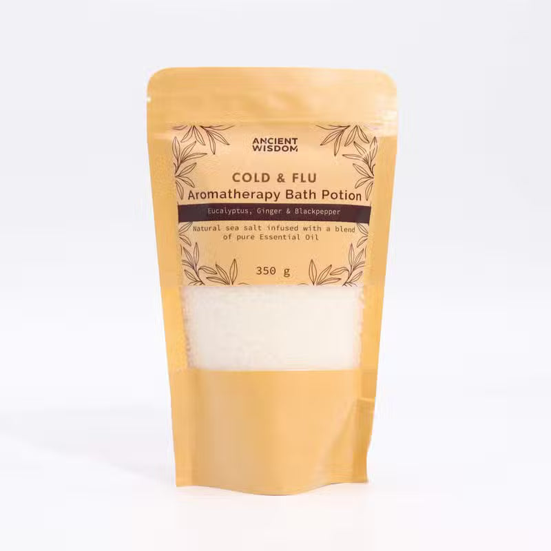 Sare de baie pentru aromaterapie cu eucalipt, ghimbir și piper negru, 350 g, ambalaj